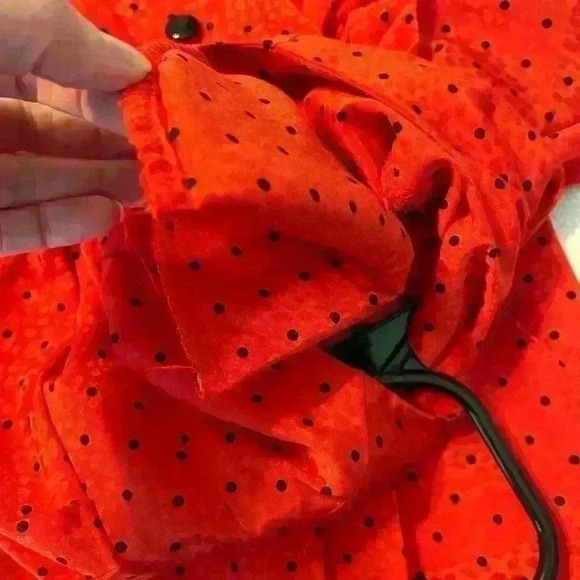 Vintage 70s 80s Liz Claiborne Red Button Back Polka Dot Dress Size 4 - Picture 8 of 8